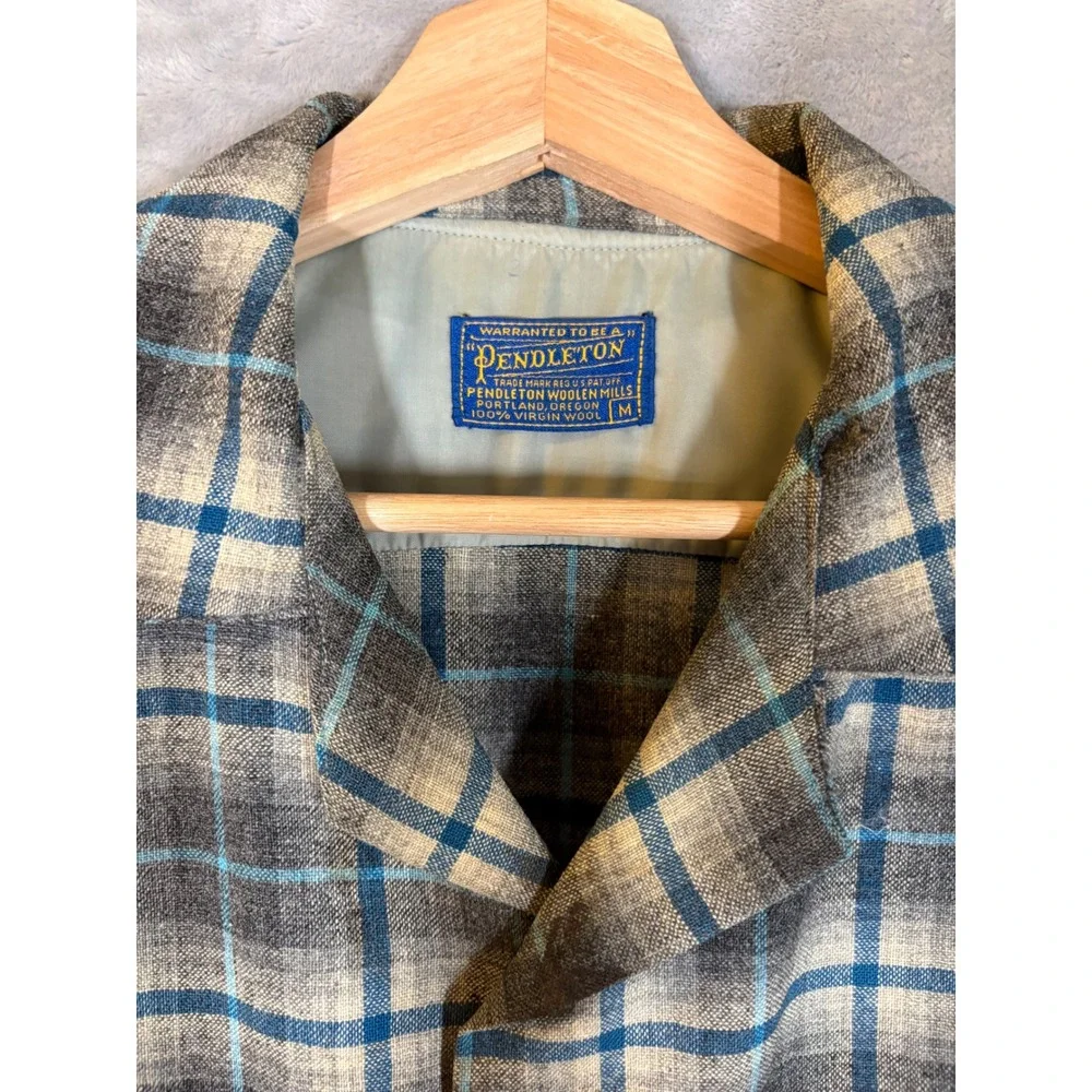 Vintage 50's 60's Pendleton Plaid Board Shirt Short Sleeve M Classic Loop Collar